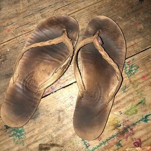 Rainbows Braided flip flops